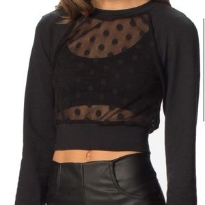 NWT✨ Blackmilk Sheer Spot Crop Long Sleeve Sweater Black